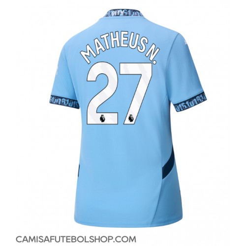 Camisa de time de futebol Manchester City Matheus Nunes #27 Replicas 1º Equipamento Feminina 2024-25 Manga Curta